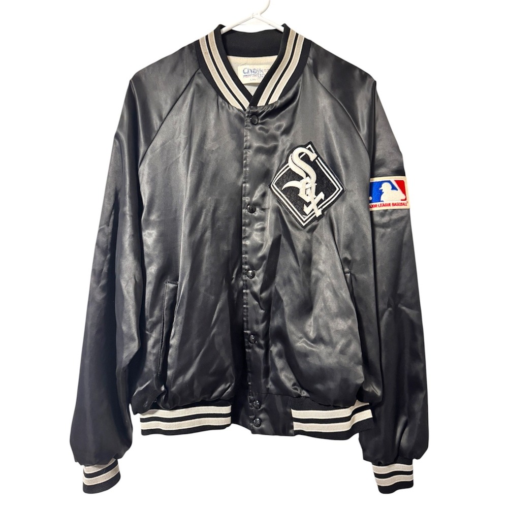 Vintage Chalk Line Chicago White Sox Satin Bomber Jacket Mens XL‎ Black MLB 90s